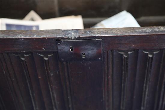 An 18th century oak coffer, W.3ft 6in.
